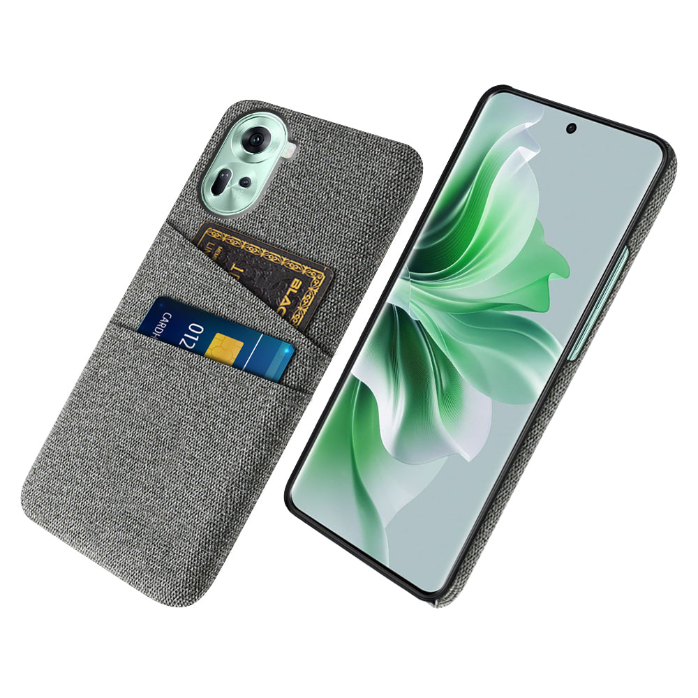Back Cover for Oppo Reno11 5G (Global) Dual Card Holder Cloth Texture Hard PC Cell Phone Case Back Cover for Oppo Reno11 5G (Global) Dual Card Holder Cloth Texture Hard PC Cell Phone Case
